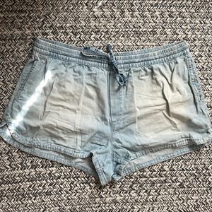 Aerie Light Wash Drawstring Jean Shorts